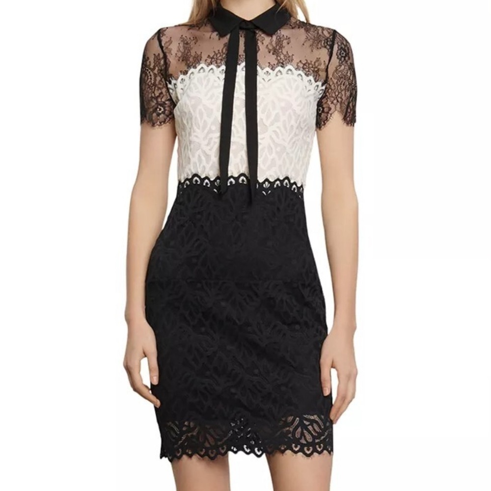 Sandro Rozen Two Tone Lace Mini Dress - Picture 5 of 7
